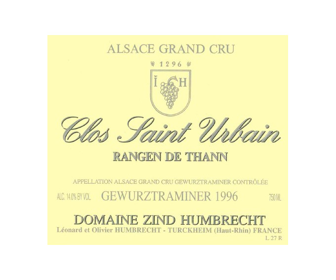 Gewurztraminer Grand Cru Rangen de Thann Clos St Urbain 1996