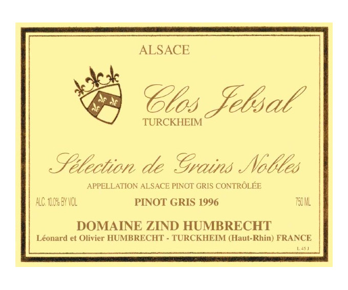 Pinot Gris Clos Jebsal 1996 -  Sélection de Grains Nobles